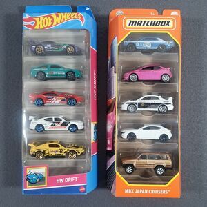 Hot Wheels Matchbox 5 Pack Sets HW Drift + MBX Japan Cruisers Diecast Cars NEW